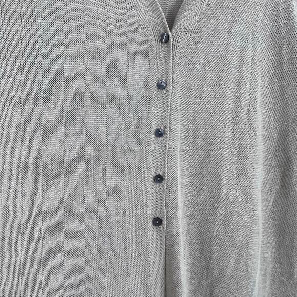 J.Jill Linen Blend Oatmeal Button Long Knit Cardigan Coastal Minimal XL Petite - Picture 3 of 9